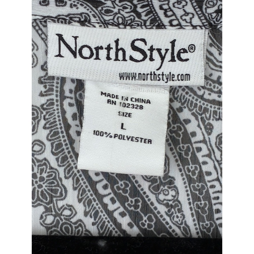 NorthStyle Paisley Blouse L Dark Romantic Whimsy Boho Ruffle Cuff Button Up - Picture 2 of 7